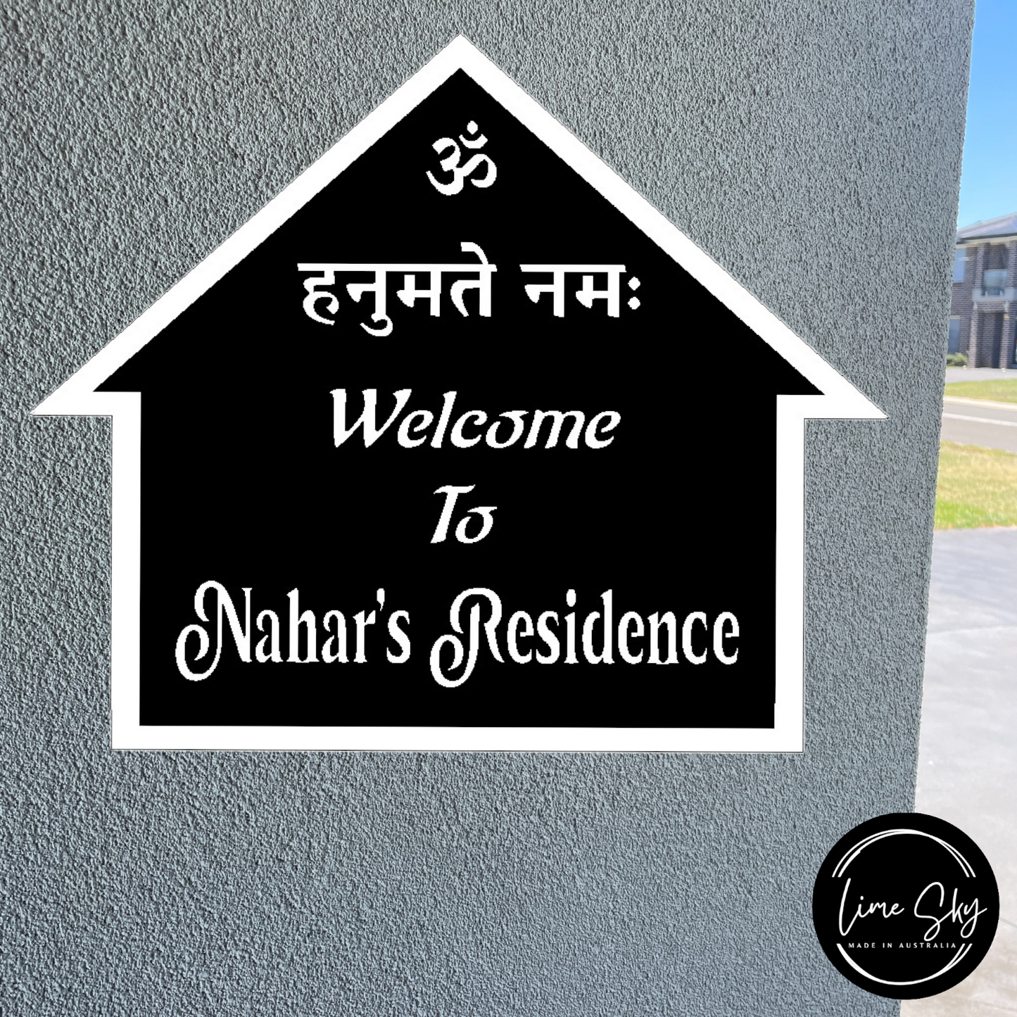 Modern House Entry Sign with Hut Shaped Design
