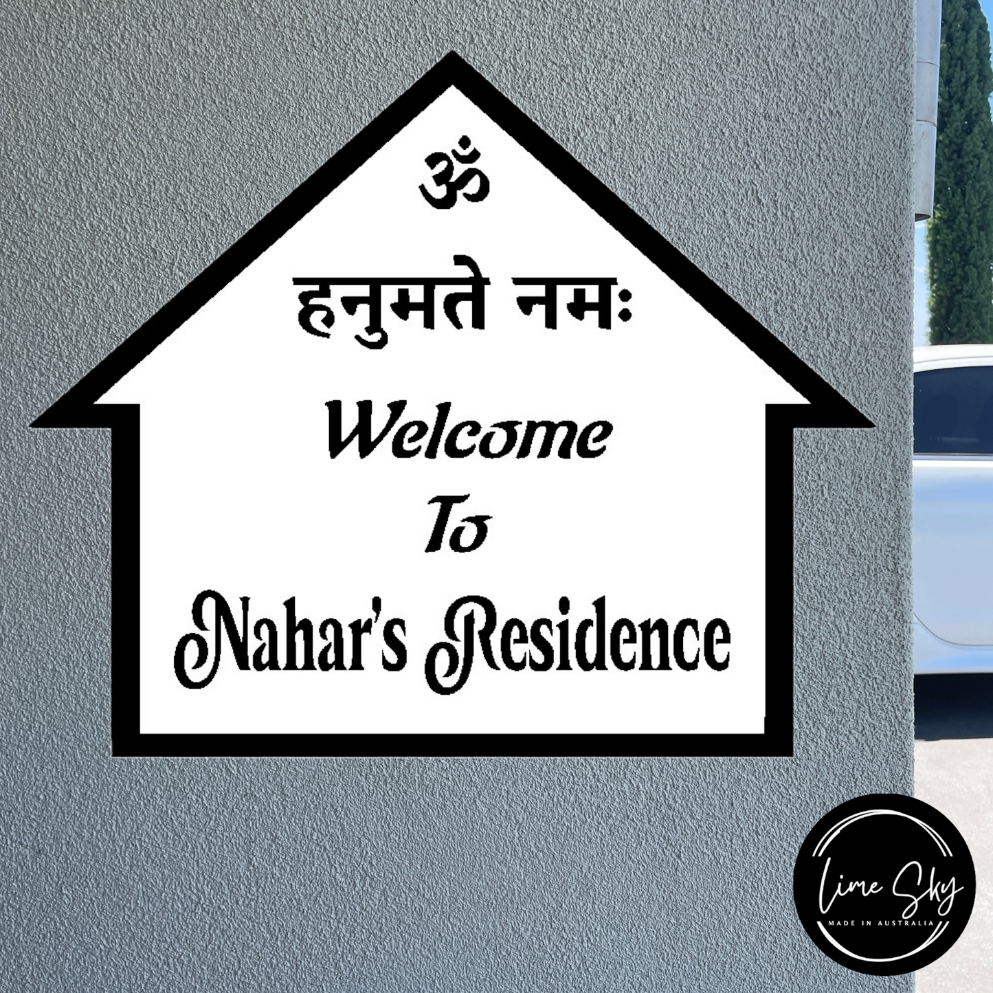 Modern House Entry Sign with Hut Shaped Design