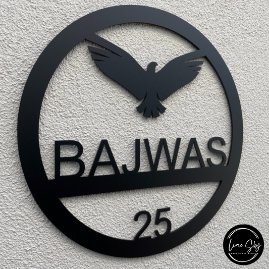 Modern House Entry Sign with Dove Open Wings