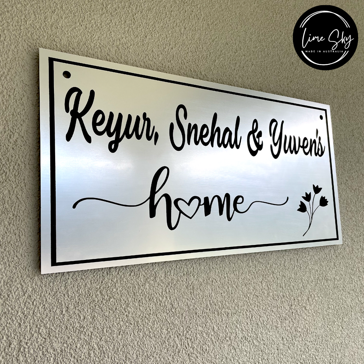 Modern House Entry Sign with Rectangle Wide Shape (Home & Leaf Style ...
