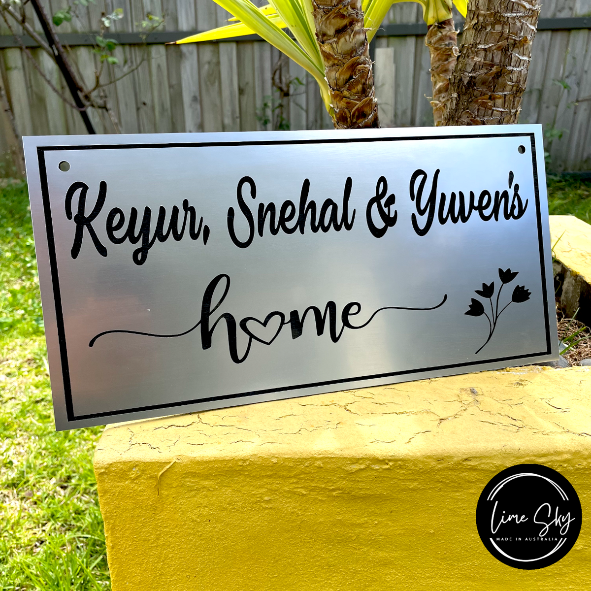 Modern House Entry Sign with Rectangle Wide Shape (Home & Leaf Style ...