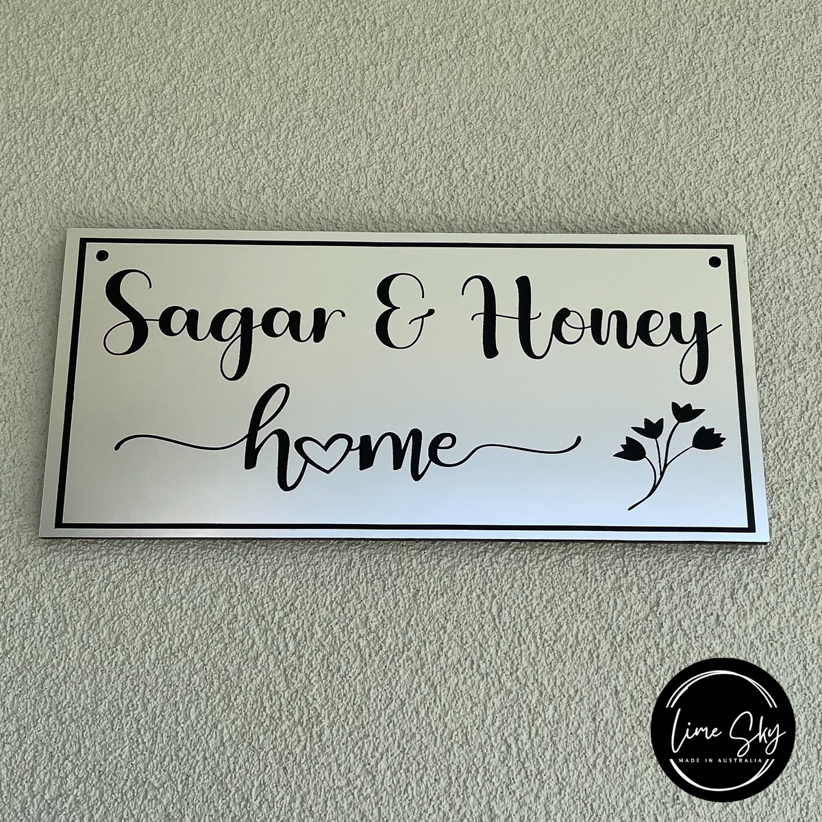 Modern House Entry Sign with Rectangle Wide Shape (Home & Leaf Style ...