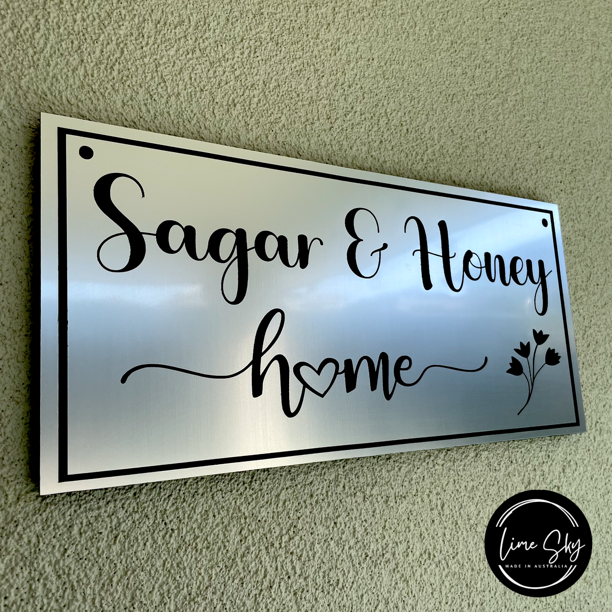Modern House Entry Sign with Rectangle Wide Shape (Home & Leaf Style ...