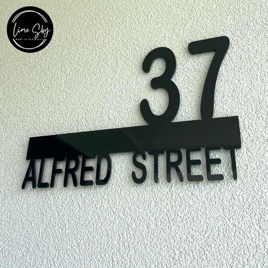 Modern House Entry Sign with Street Number & Name