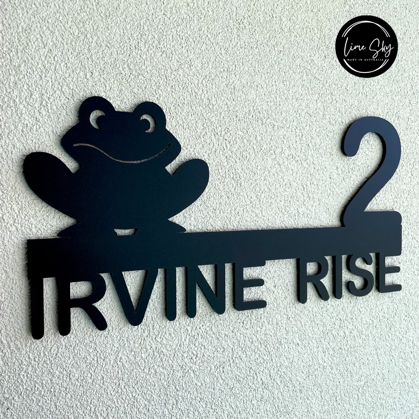 Modern House Entry Sign with Frog Design