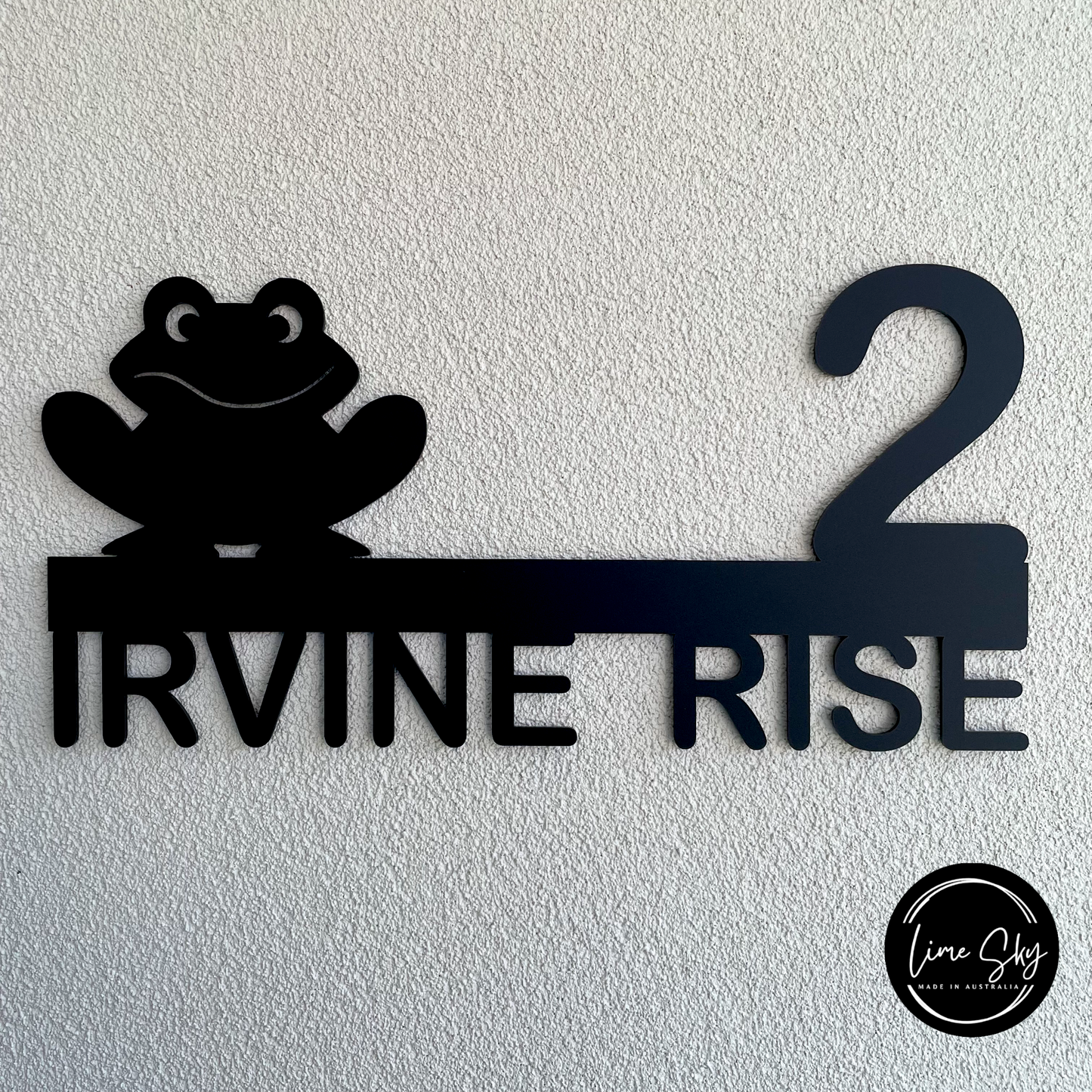 Modern House Entry Sign with Frog Design