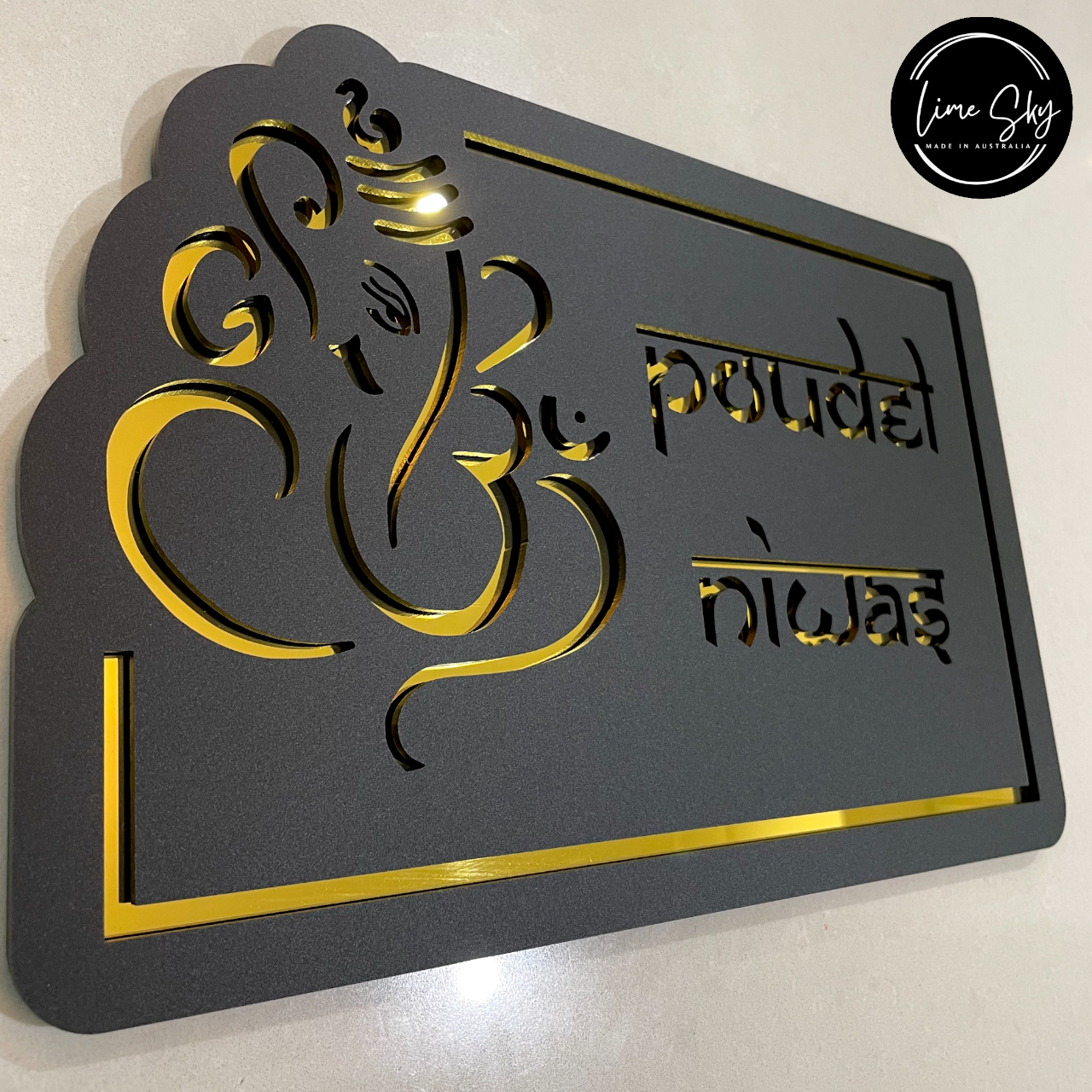 Modern Customised Indian House Plate – Ganesh