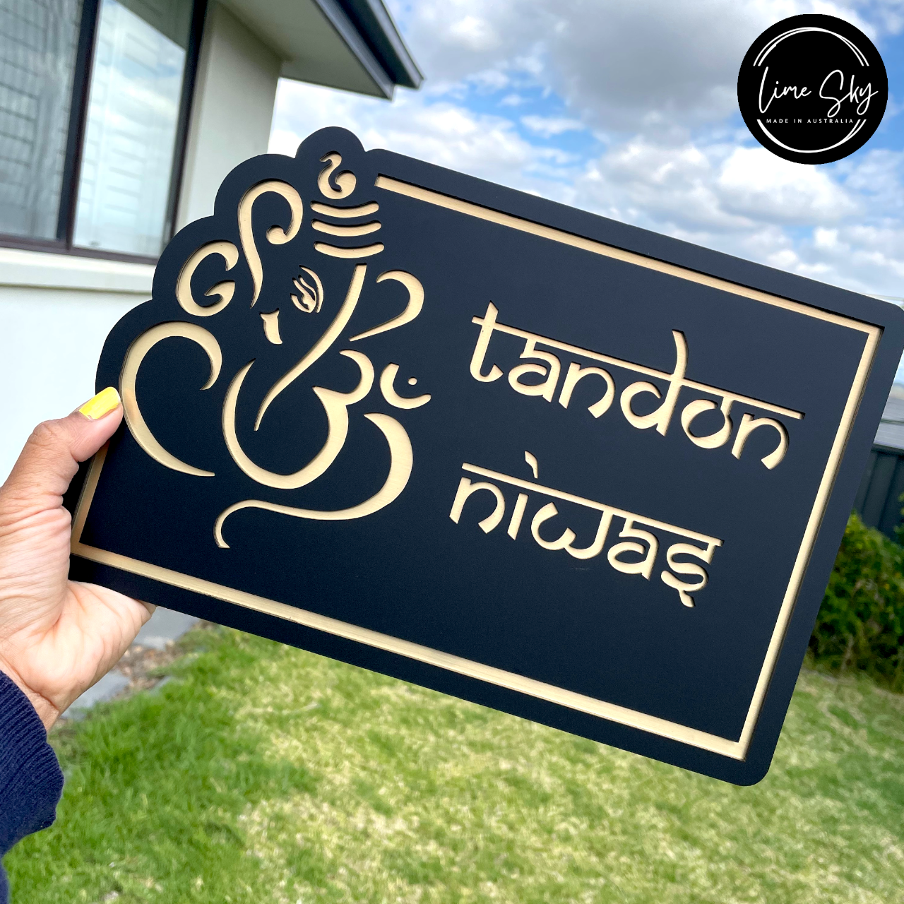 Modern Customised Indian House Plate – Ganesh