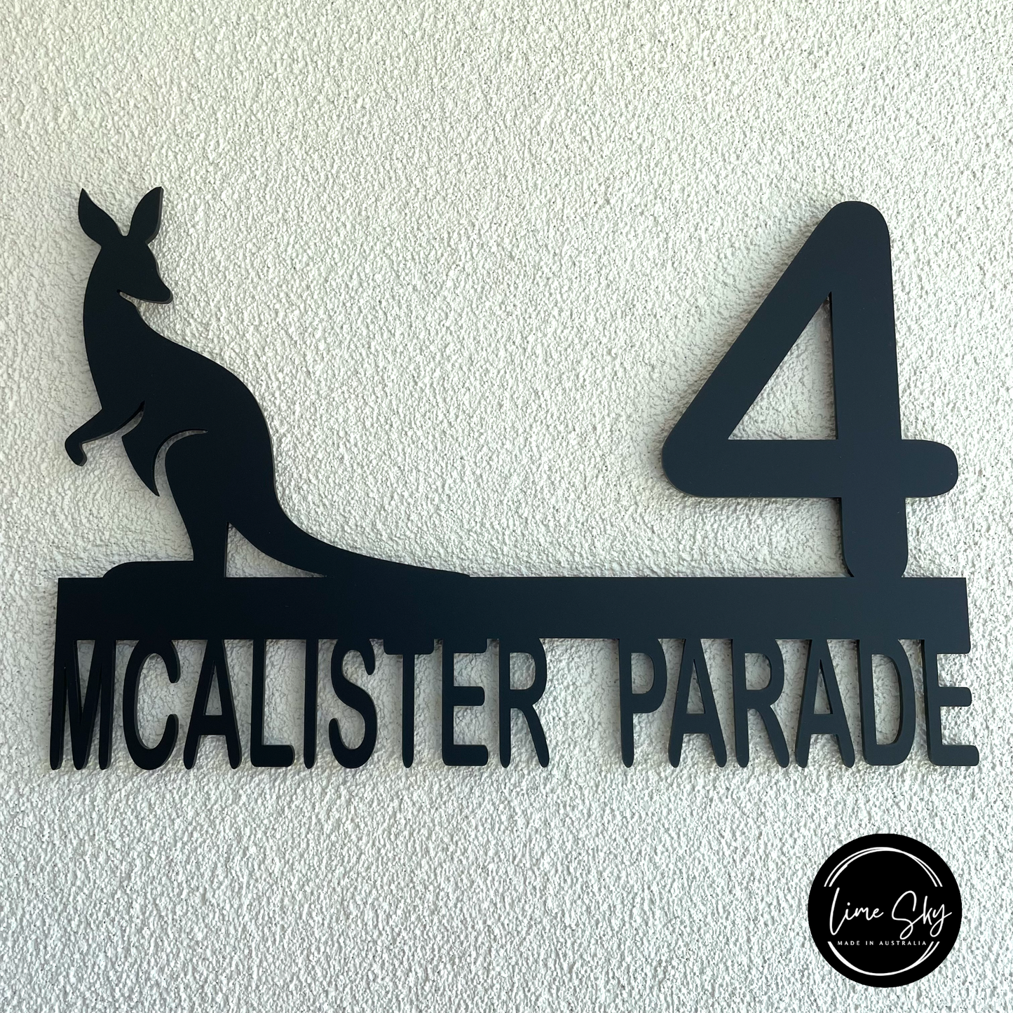 Modern House Entry Sign with Kangaroo Design