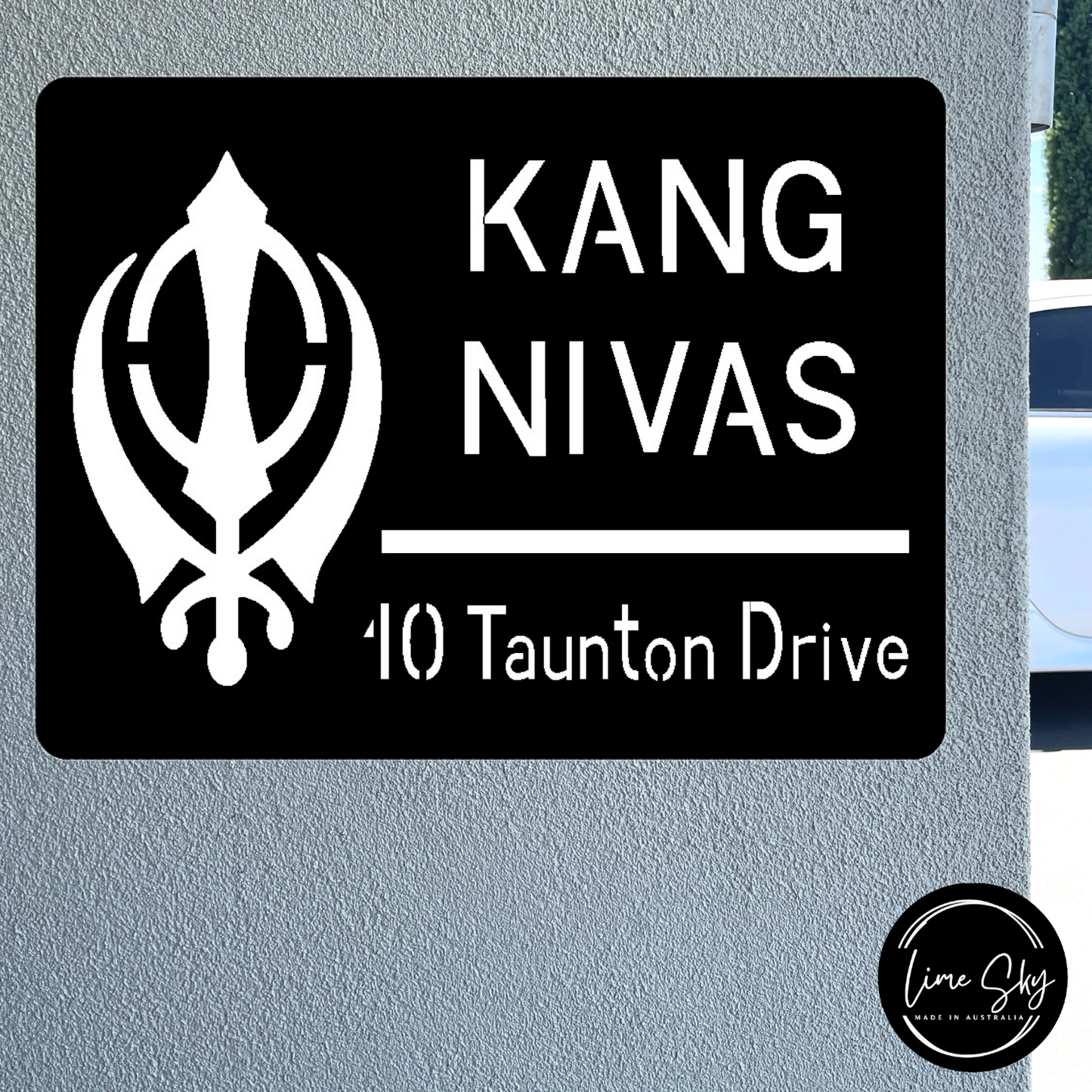 Modern Customised Indian House Plate – Khanda