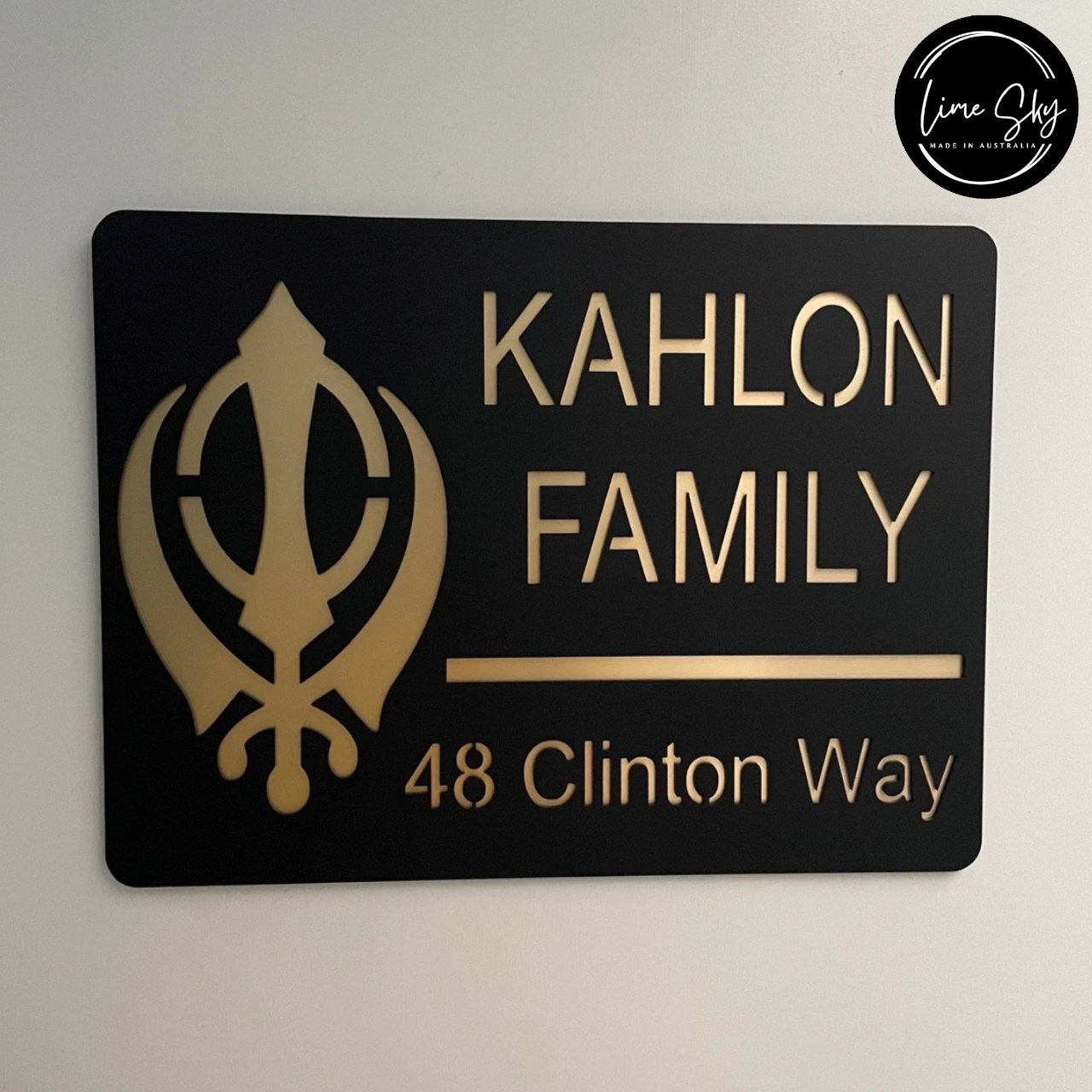 Modern Customised Indian House Plate – Khanda