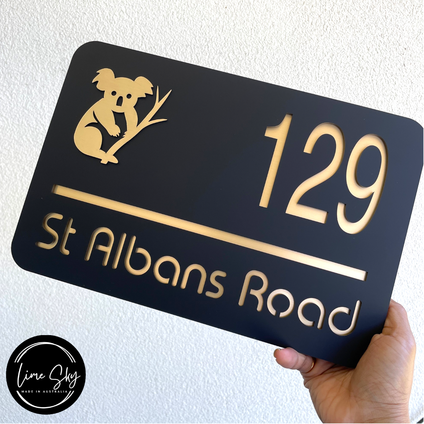 Modern House Entry Sign with Koala Design