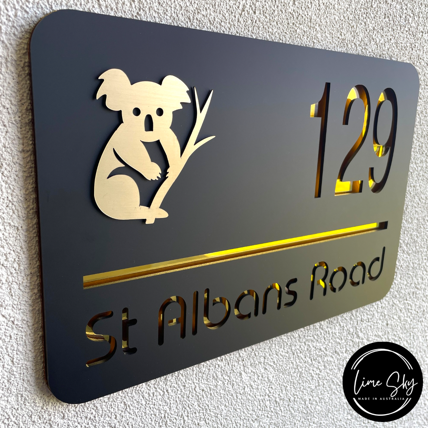 Modern House Entry Sign with Koala Design