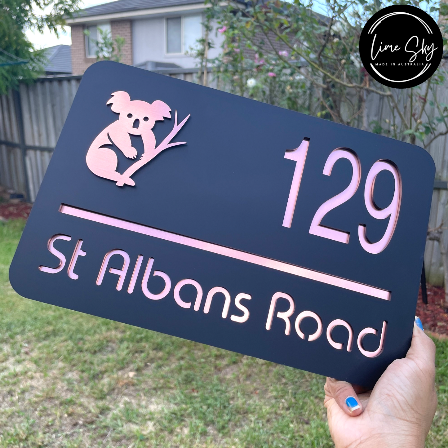 Modern House Entry Sign with Koala Design