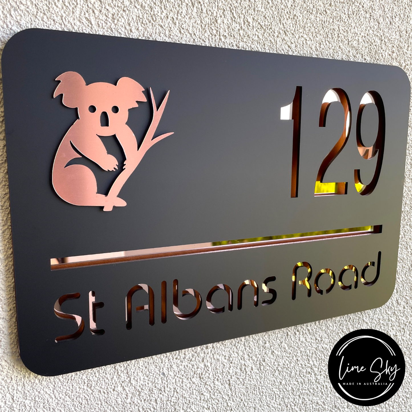 Modern House Entry Sign with Koala Design