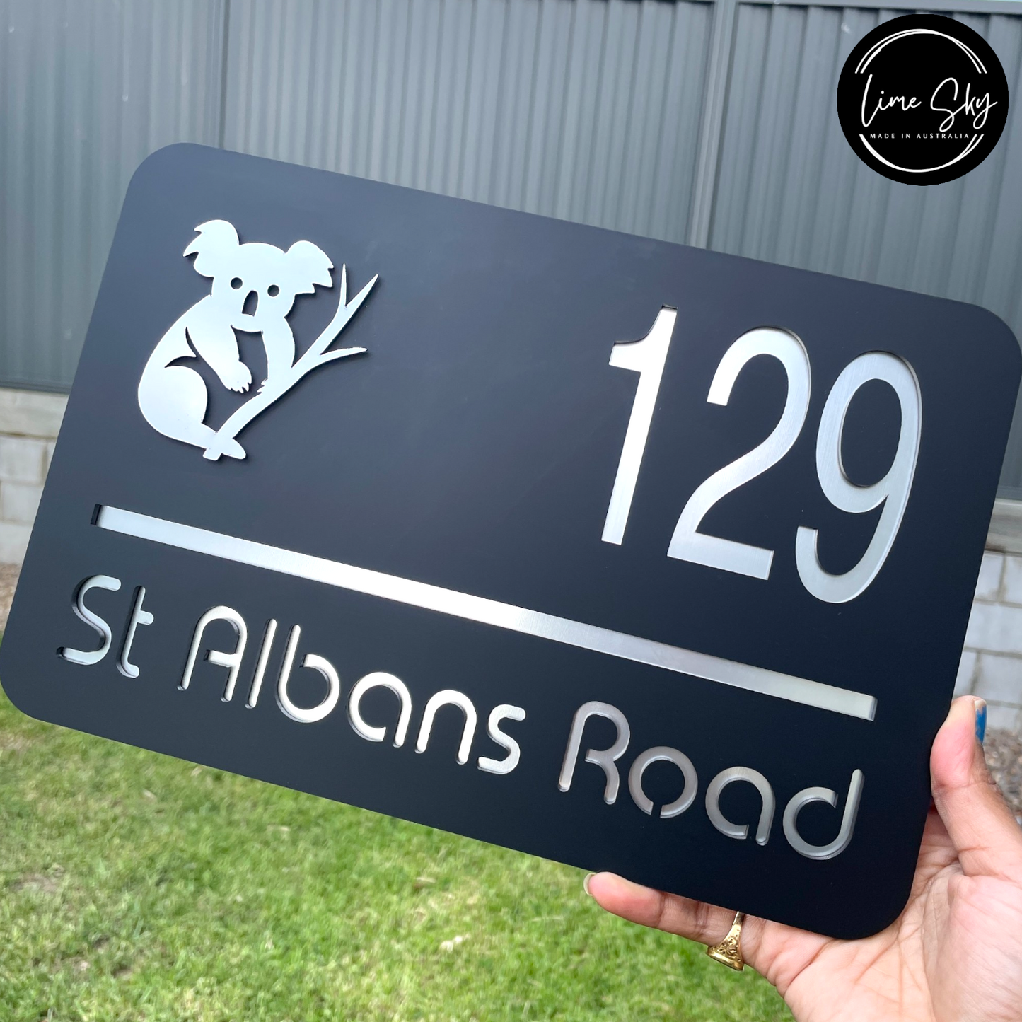 Modern House Entry Sign with Koala Design