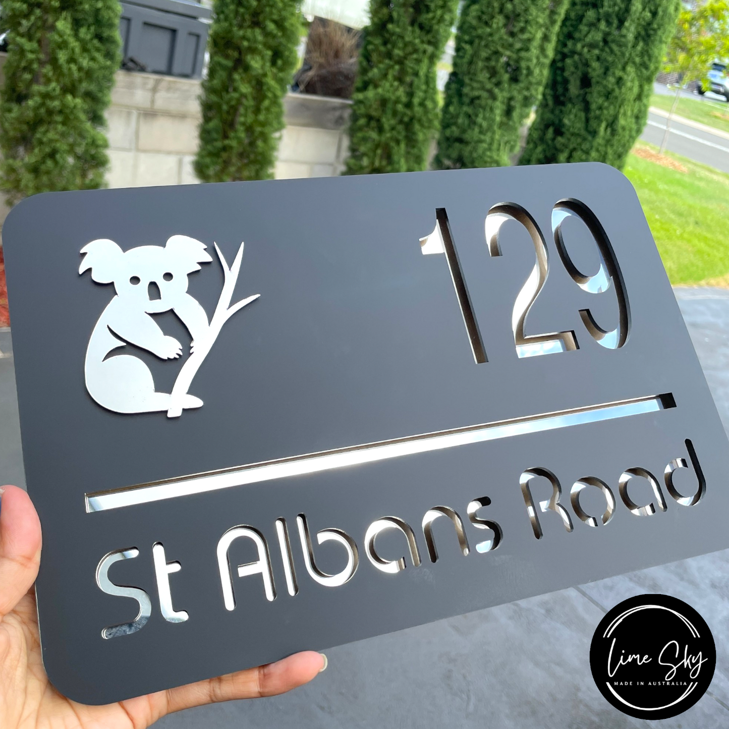 Modern House Entry Sign with Koala Design