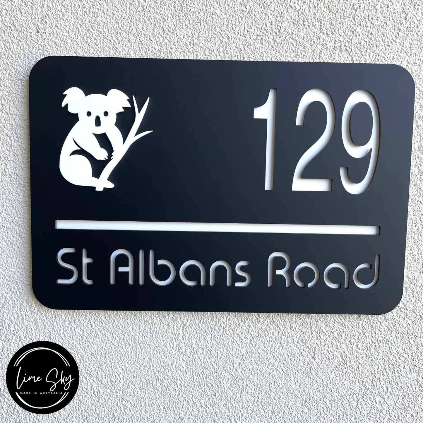 Modern House Entry Sign with Koala Design