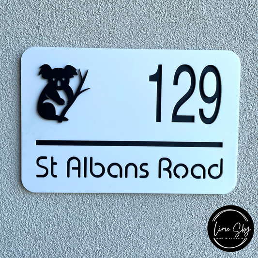 Modern House Entry Sign with Koala Design