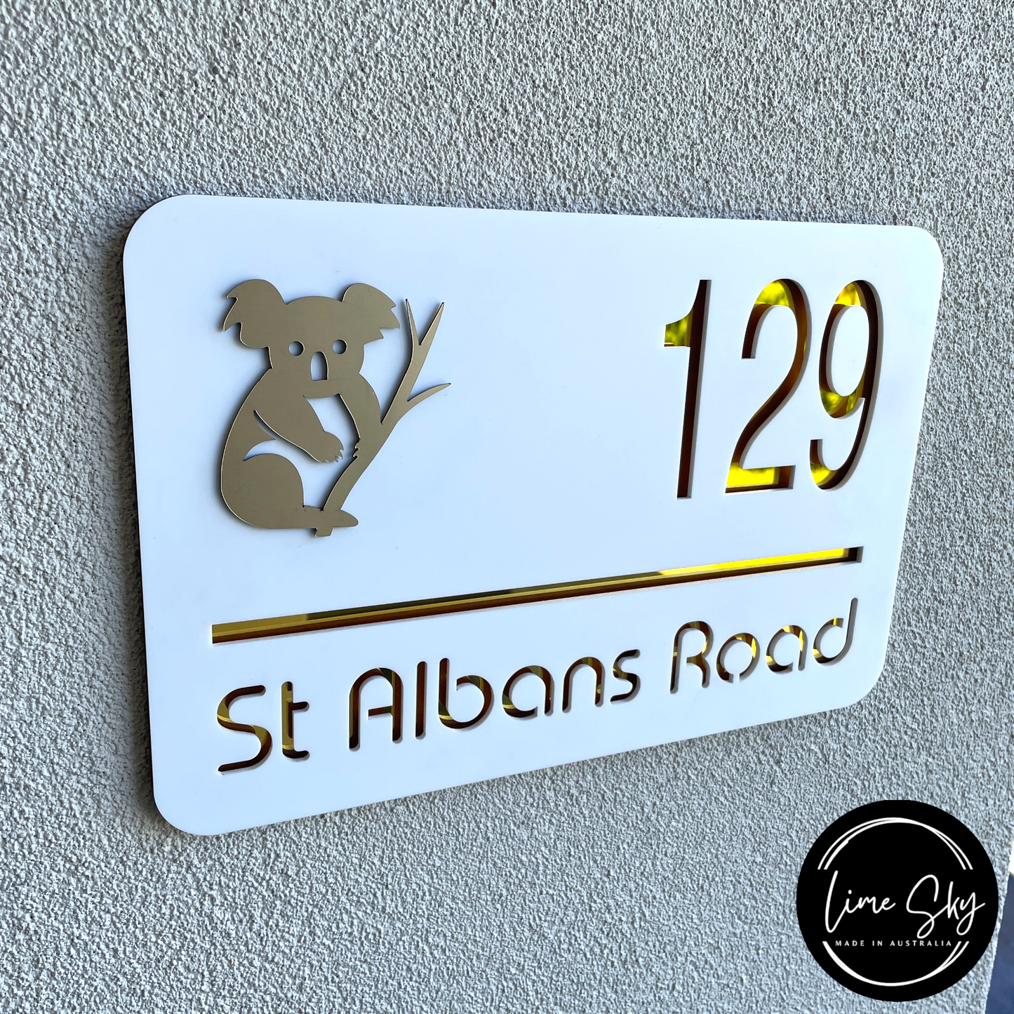 Modern House Entry Sign with Koala Design