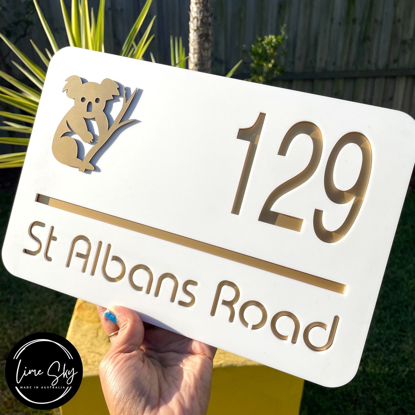 Modern House Entry Sign with Koala Design