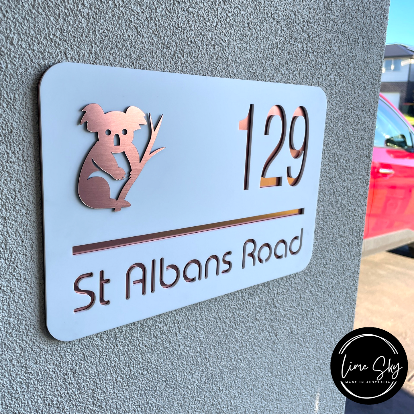 Modern House Entry Sign with Koala Design