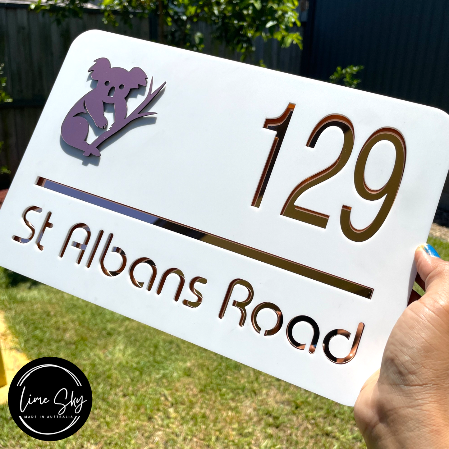 Modern House Entry Sign with Koala Design