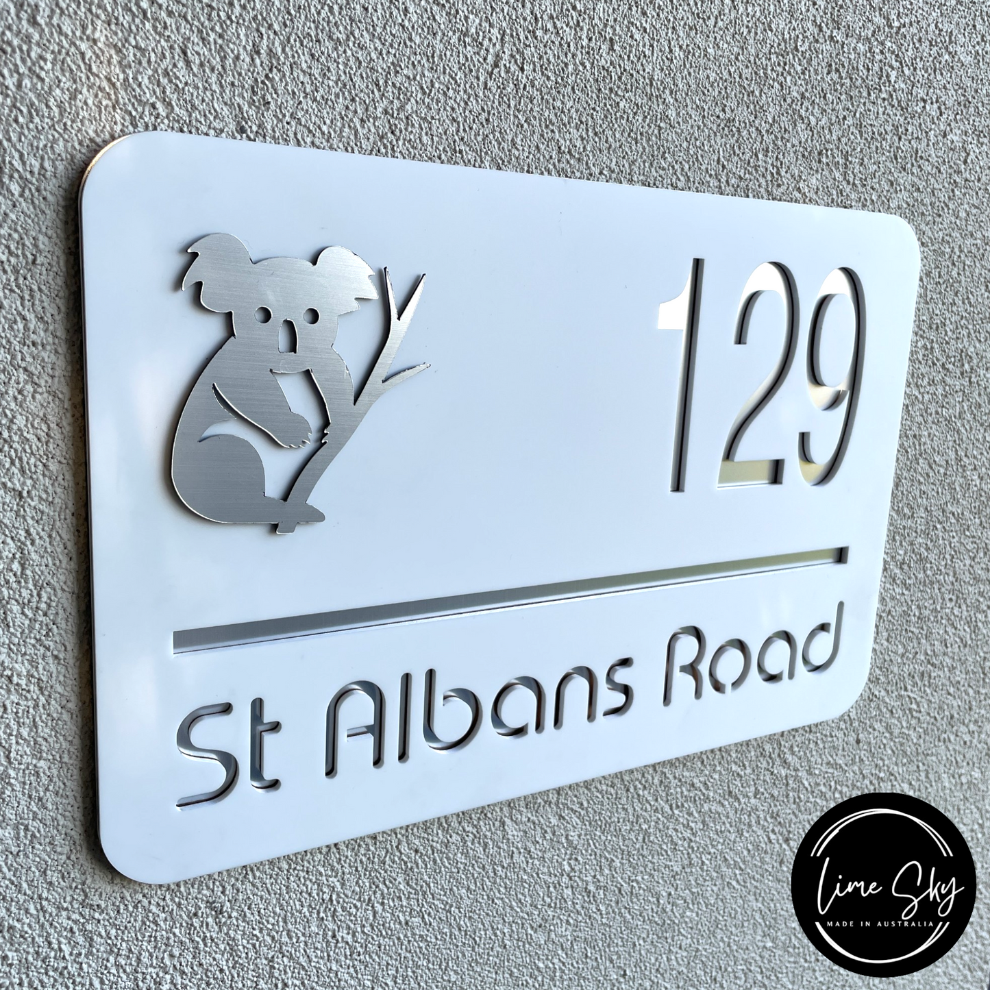 Modern House Entry Sign with Koala Design