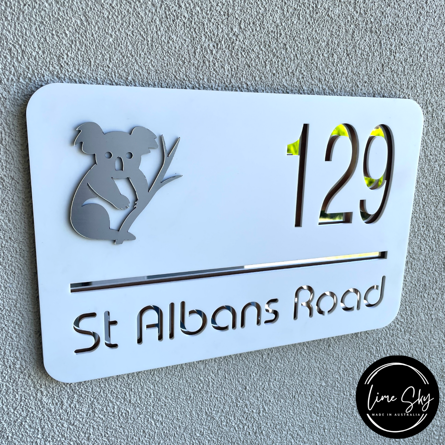 Modern House Entry Sign with Koala Design