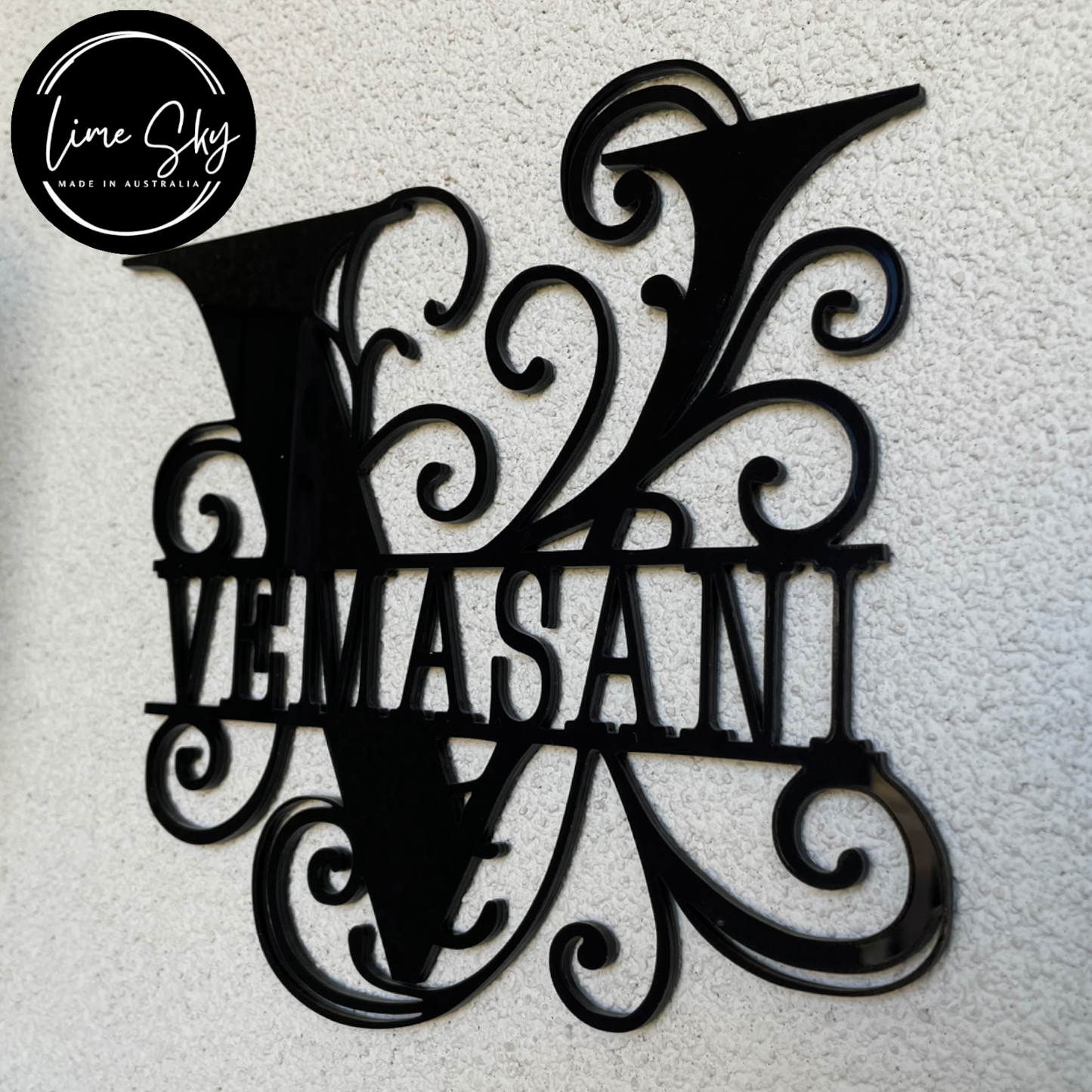 Modern House Entry Sign with Monogram Design