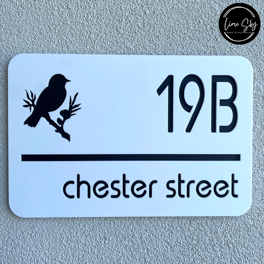 Modern House Entry Sign with Bird Design In Rectangle Shape