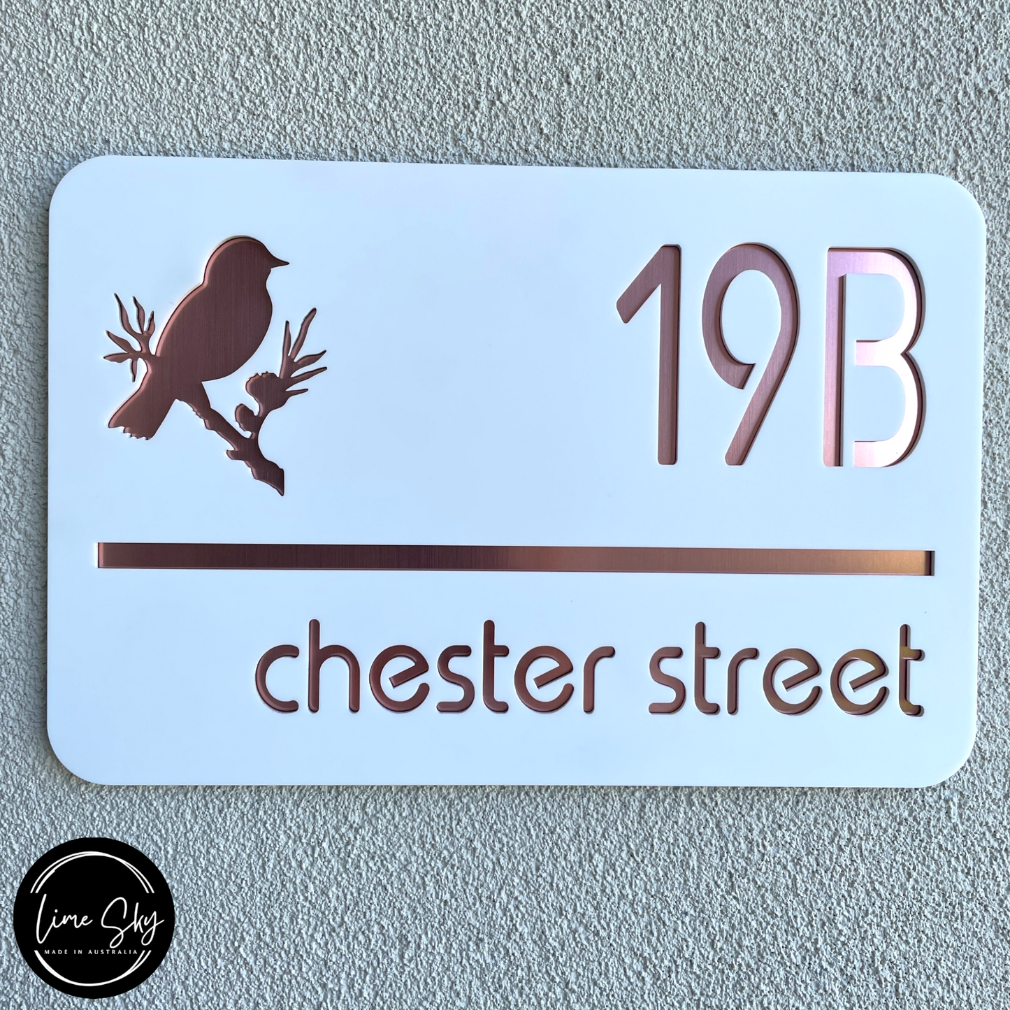 Modern House Entry Sign with Bird Design In Rectangle Shape