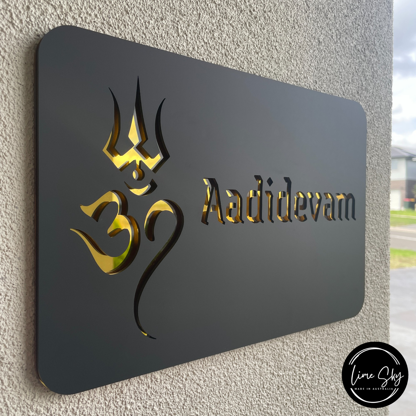 Modern Customised Indian House Plate – Shiva_Om Design