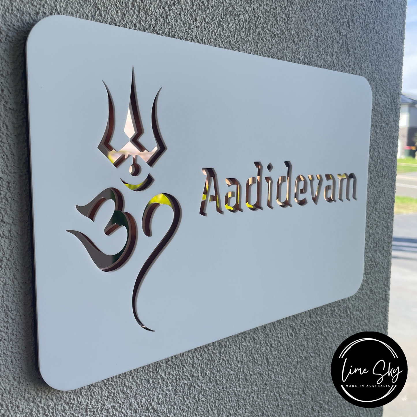 Modern Customised Indian House Plate – Shiva_Om Design