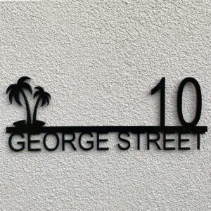 Modern Custom House Plate - Street Number & Street Name – Free Style - Cut & Lift Range