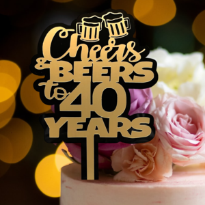 Modern Customised Cheers & Beers Birthday Cake Toppers - Age